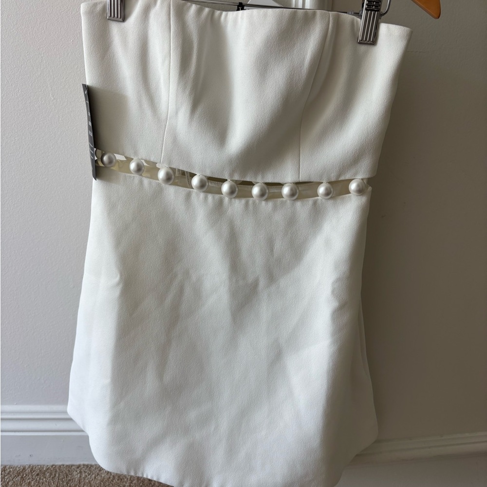 Retrofete Katie White Strapless Dress